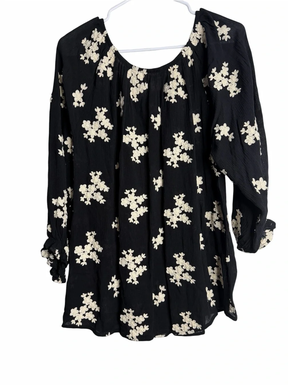 Soft Surroundings Black Floral Blouse – Romantic Country Cottagecore Large - Picture 3 of 6